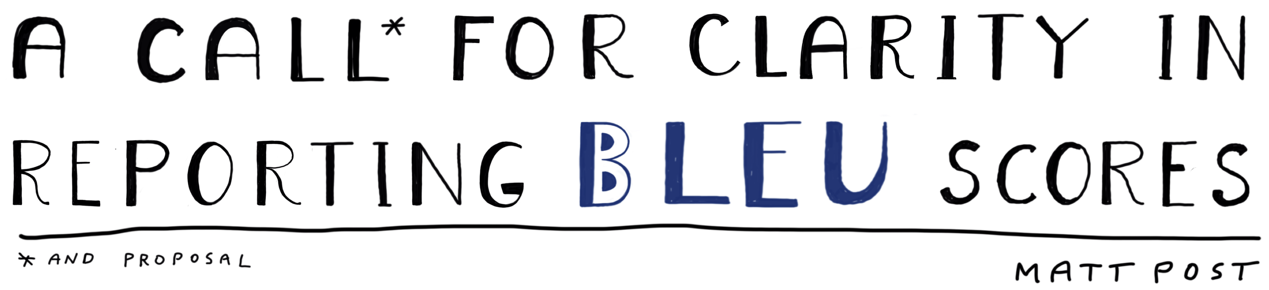 Title: "A call (and proposal) for clarity in reporting BLEU scores". Author: Matt Post.</figcaption>